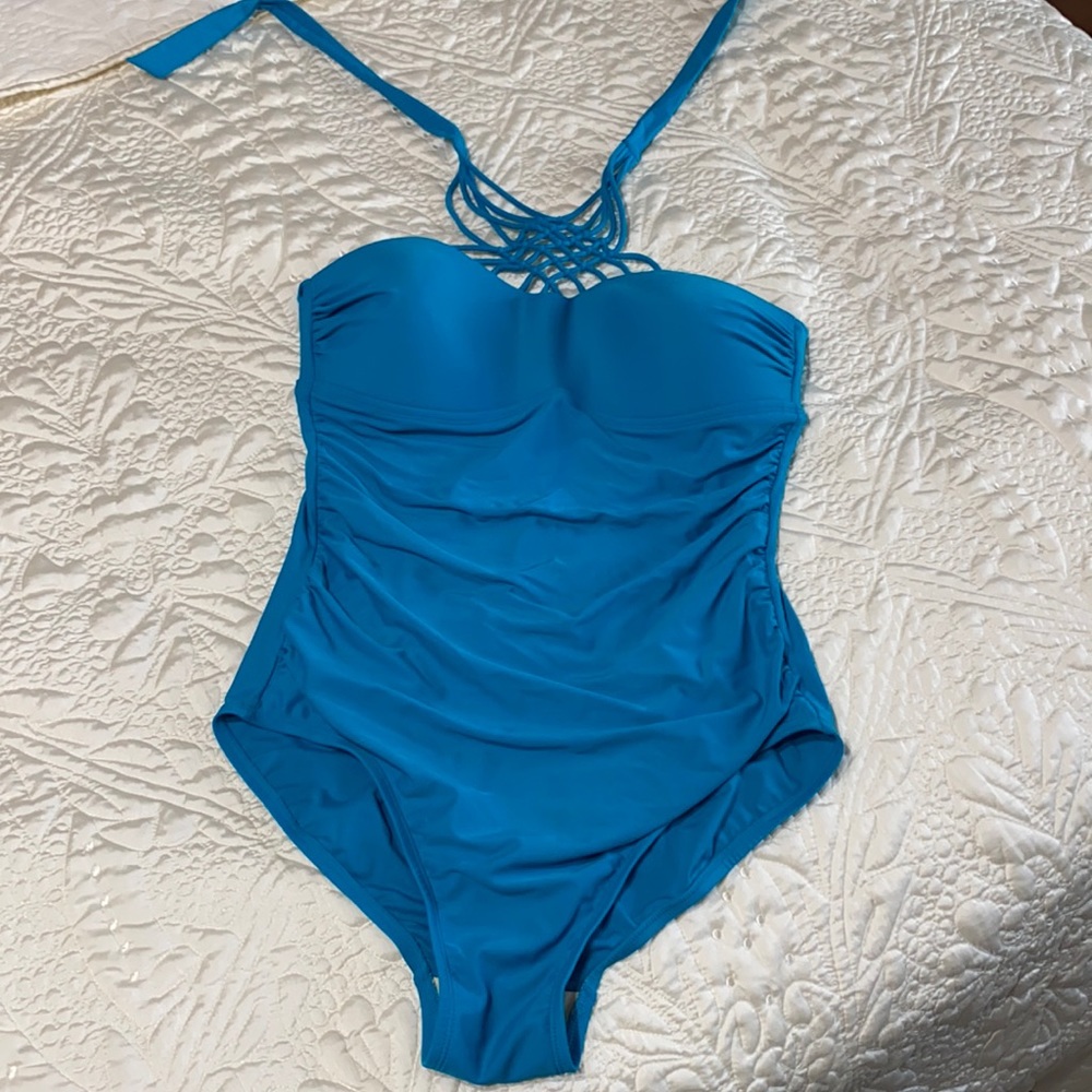 Teal one piece bathing suit